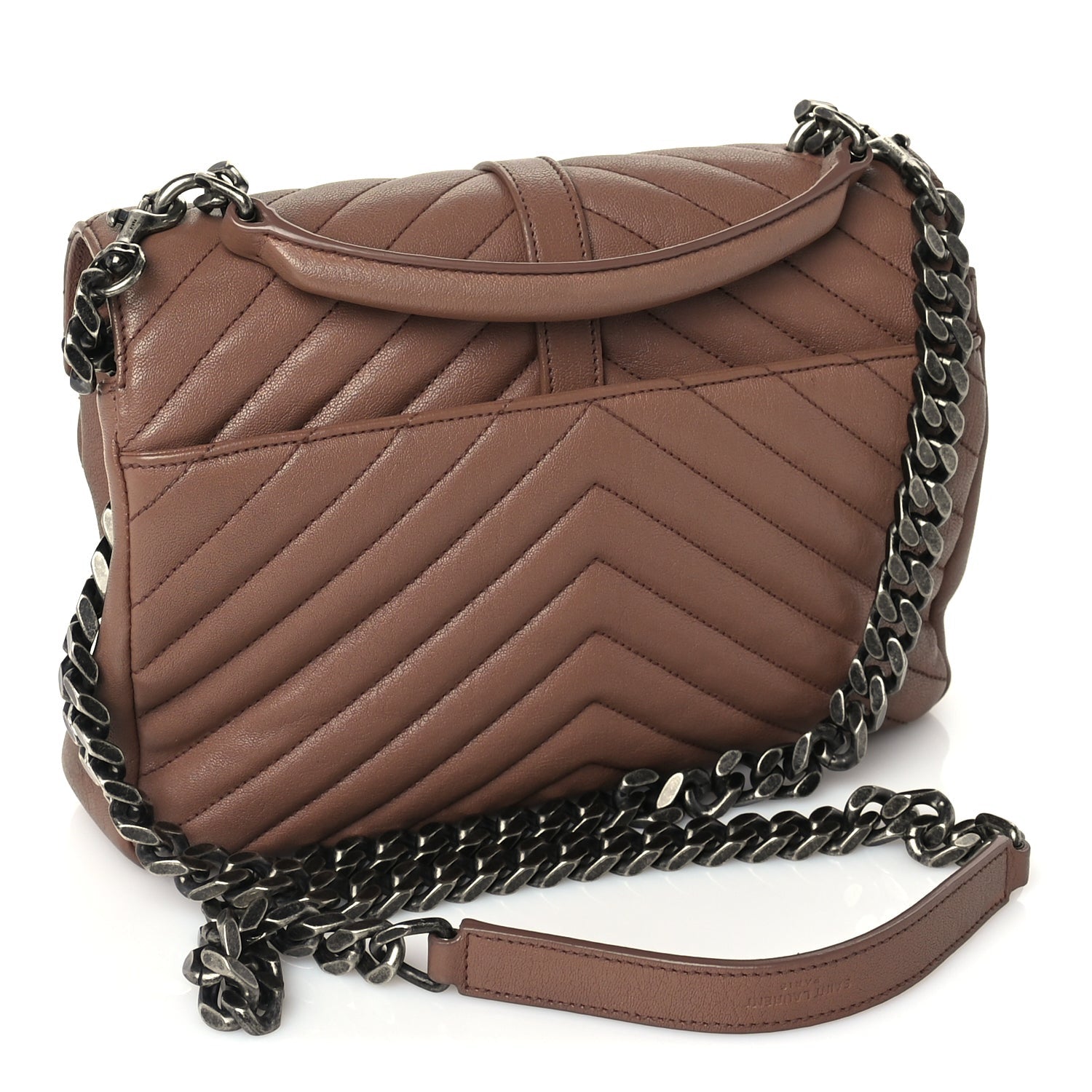 Saint Laurent Sheepskin Matelasse Chevron Monogram Medium College Bag  Fard 3 of 9