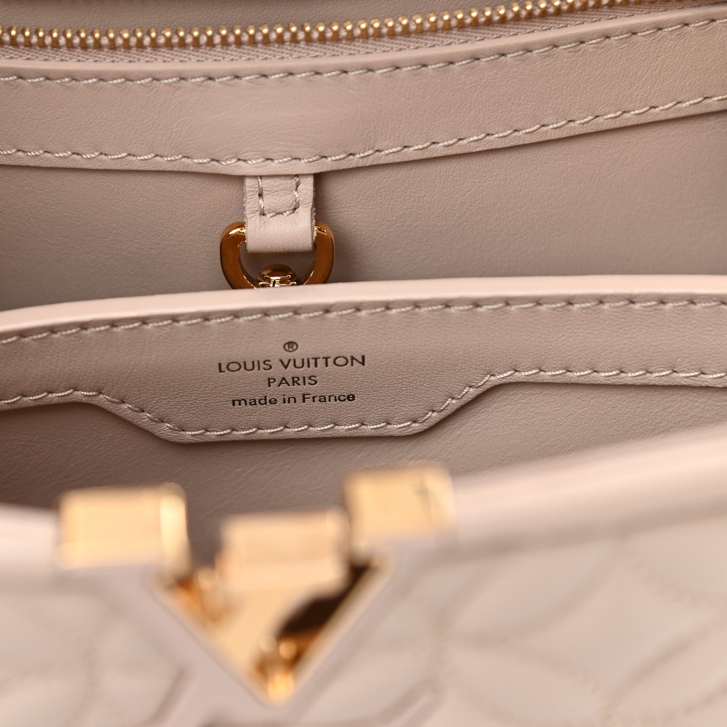 Lambskin Quilted Flower Capucines BB Vanilla