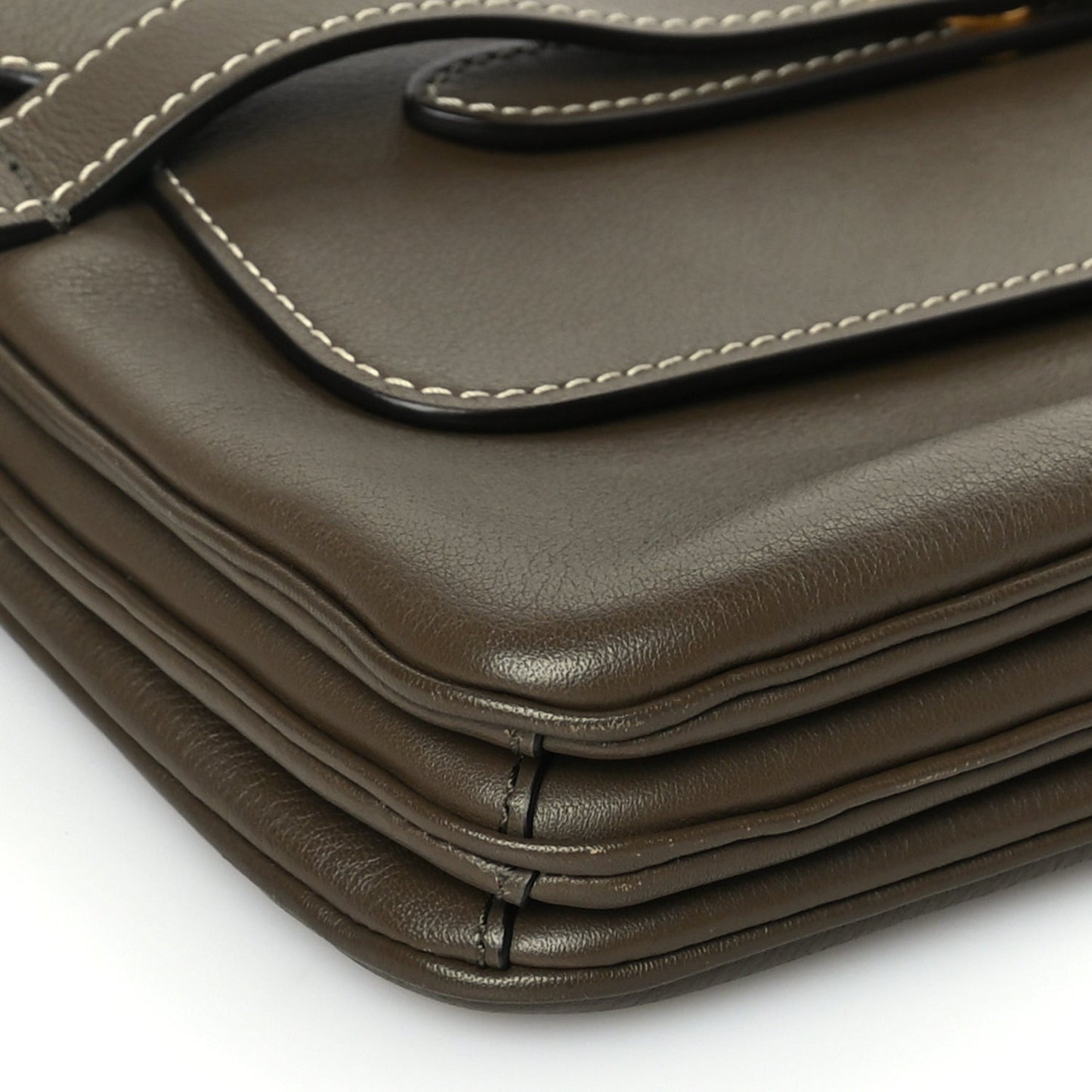 Small Classic Grain Calfskin Belted Bayswater Satchel Khaki