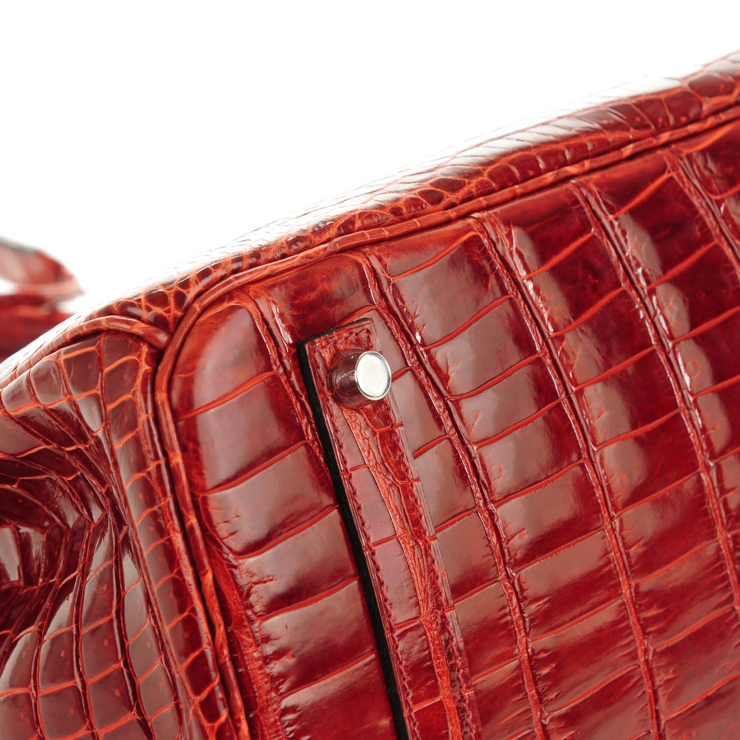 Hermes Shiny Porosus Crocodile Birkin 35 Rouge H 25 of 25