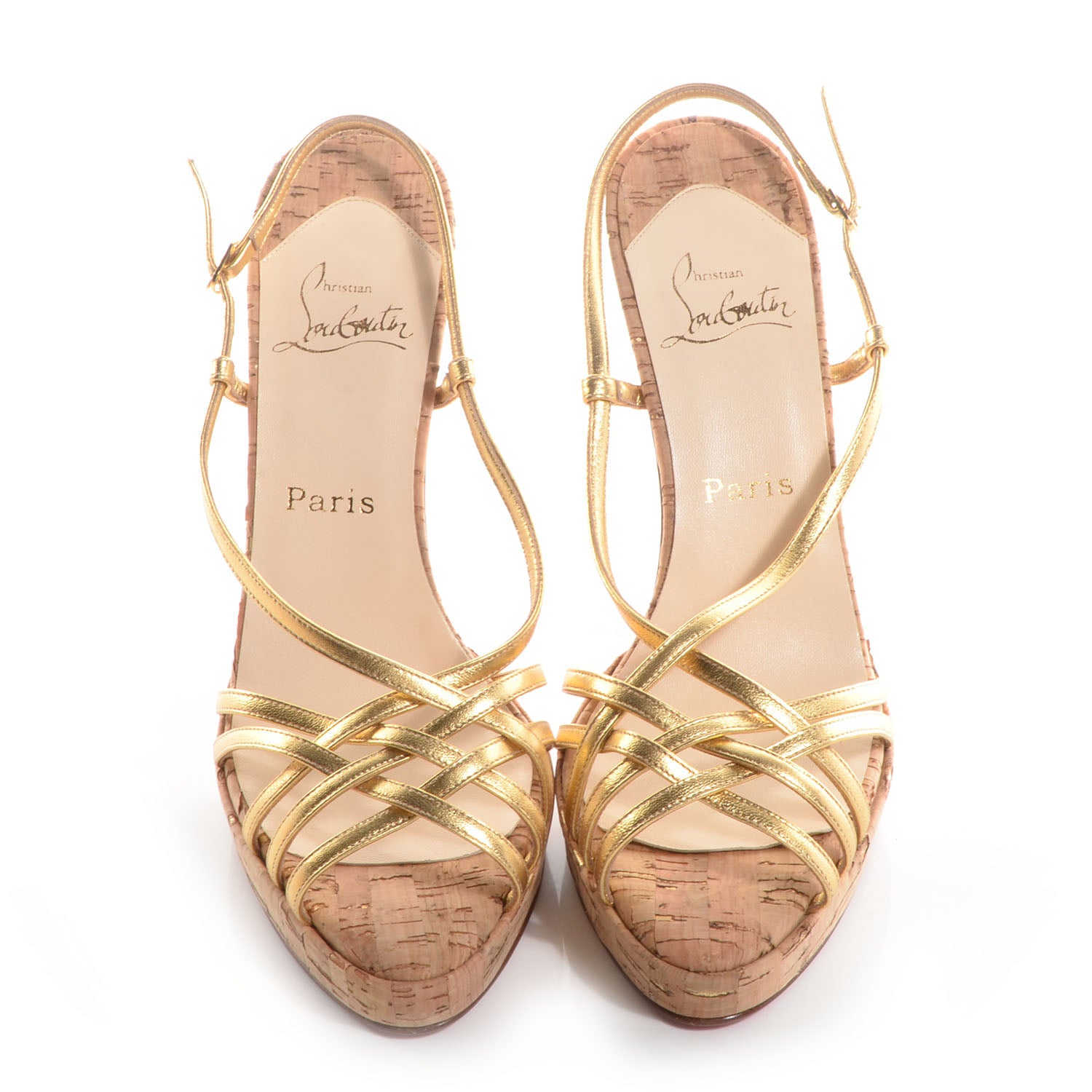 Christian Louboutin Night Cage Zeppa Platform Sandals 40 Gold 2 of 6