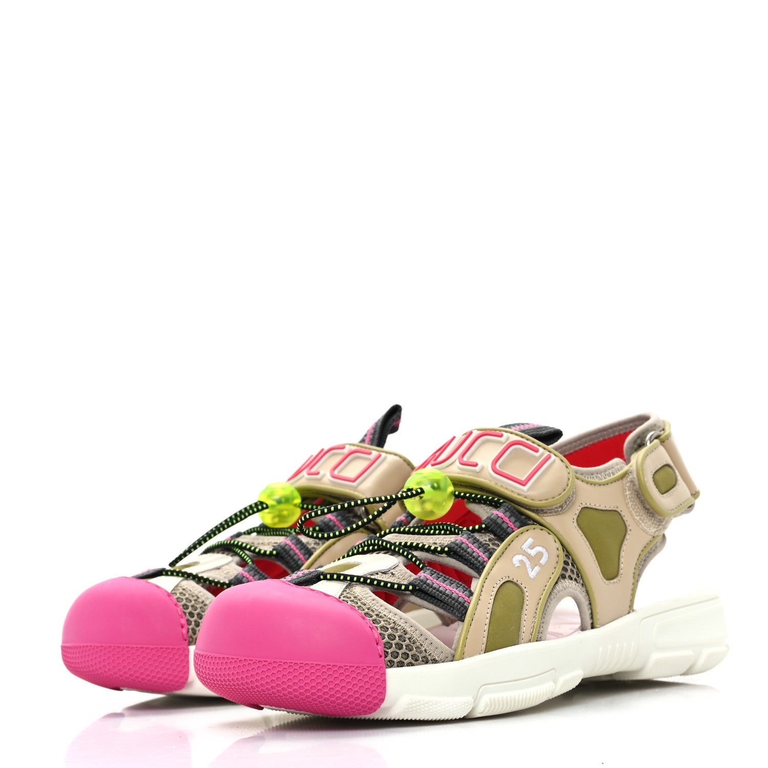 Gucci Mesh Fabric Tinsel Sport Sandals 36 Loess Sand Box Pink 4 of 7