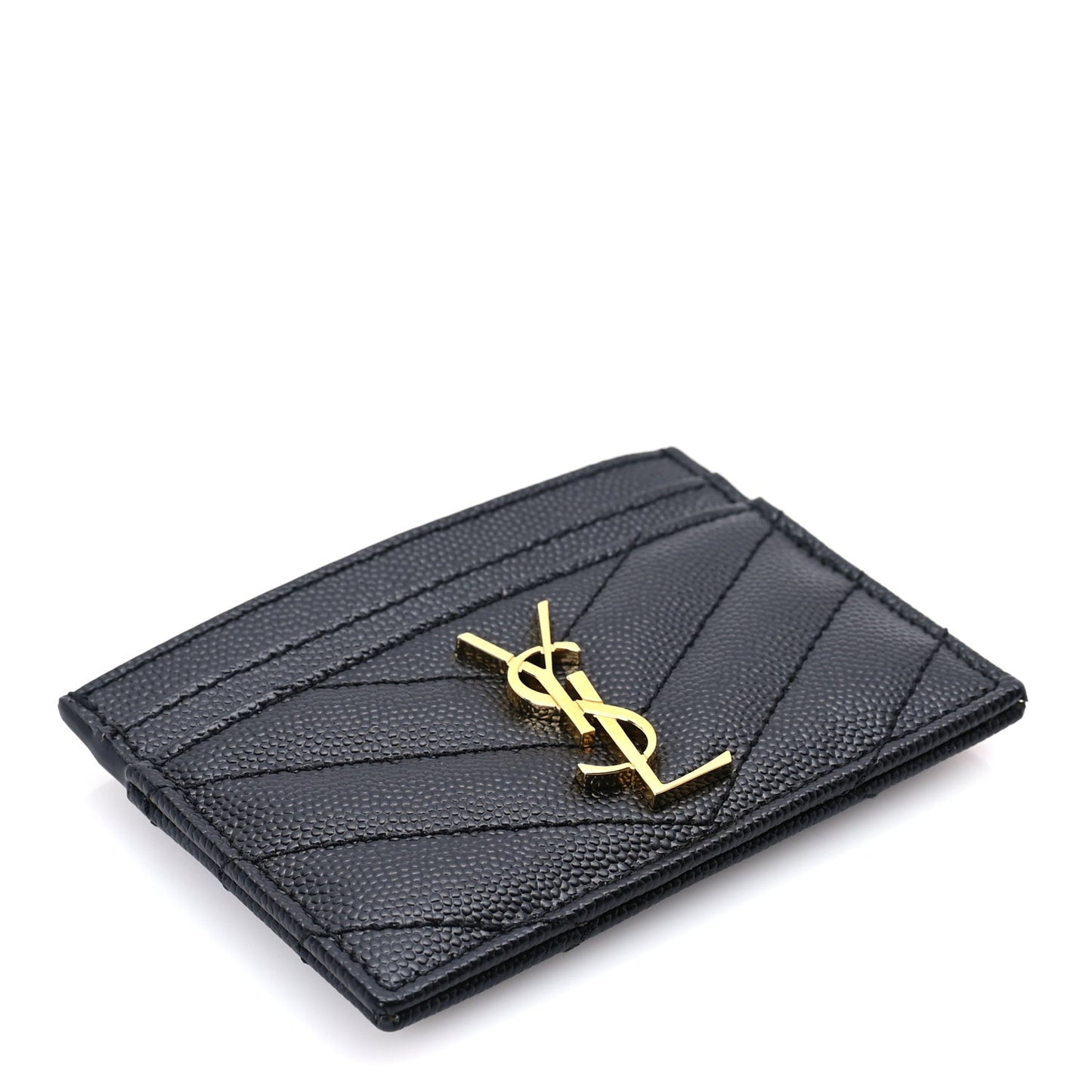 Grain De Poudre Matelasse Chevron Cassandre Credit Card Case Black