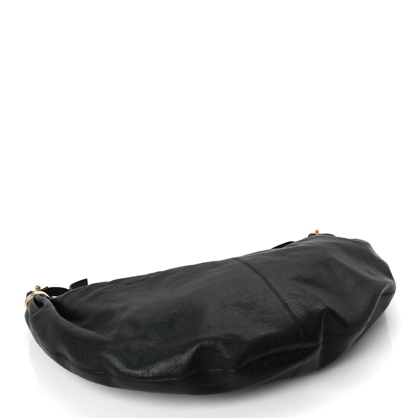 Grained Calfskin Large Bracelet Hobo Bag Black