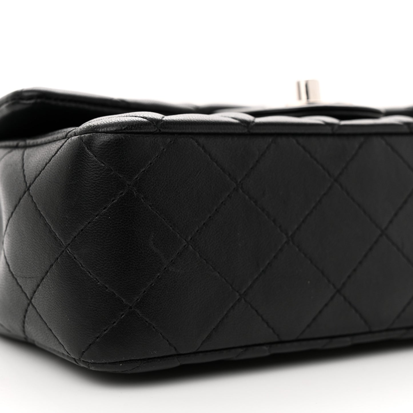 Lambskin Quilted Mini Rectangular Flap Black
