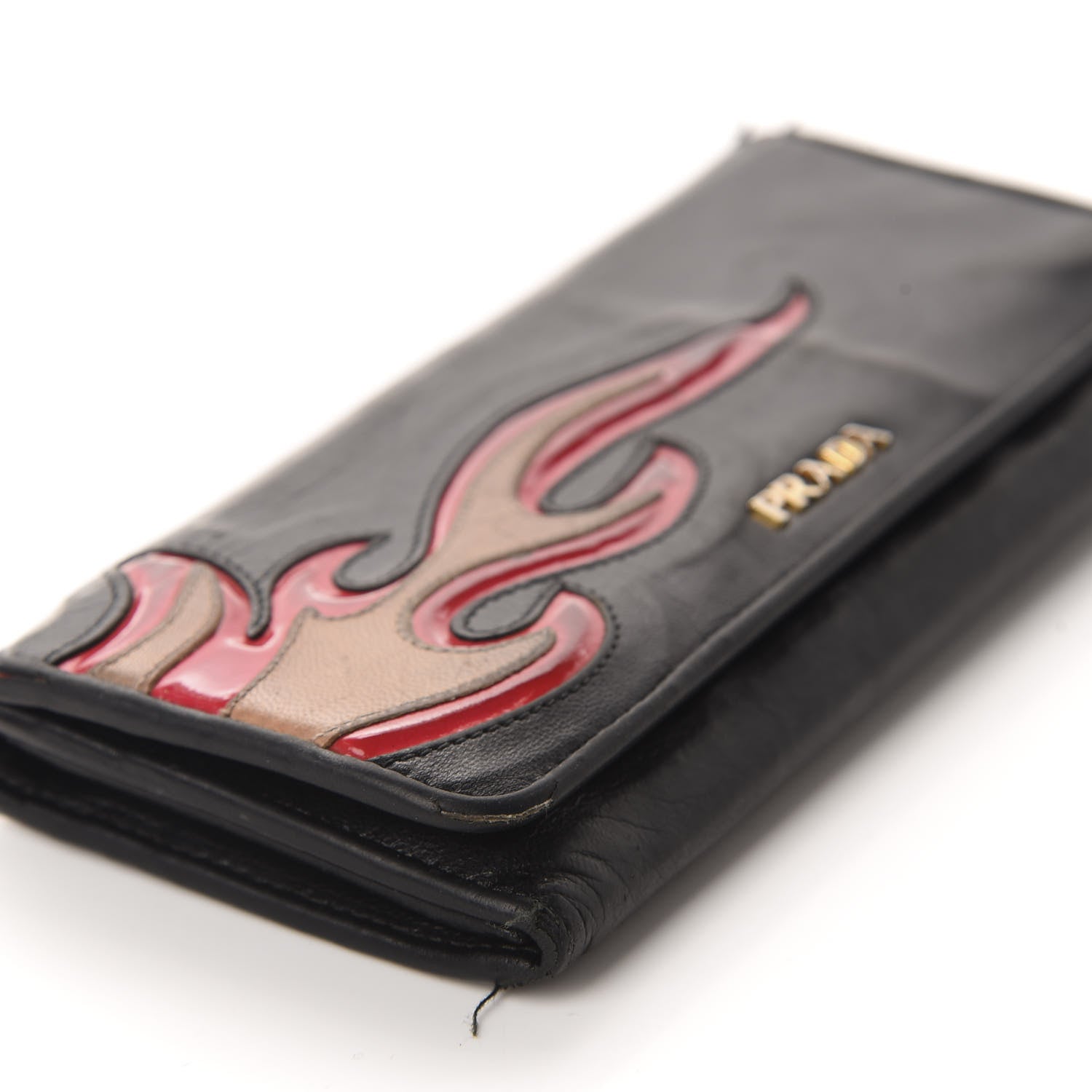 Prada Nappa Flame Continental Flap Wallet Black 6 of 13