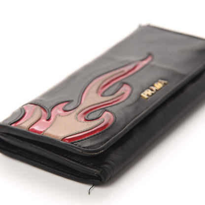 Prada Nappa Flame Continental Flap Wallet Black 6 of 13