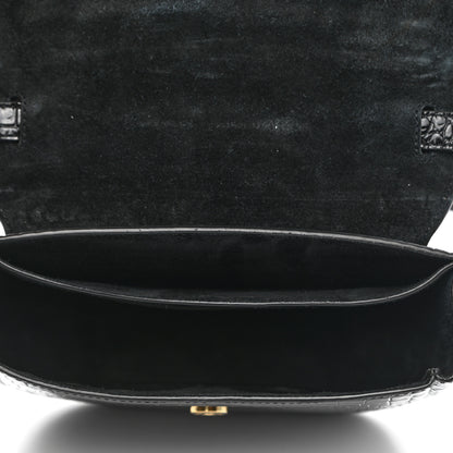 Saint Laurent Crocodile Embossed Calfskin Small Kaia Satchel Black 7 of 10