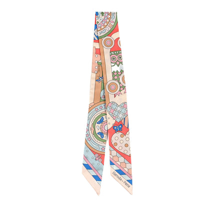 Hermes Silk Les Murmures De La Foret Twilly Beige Rose Bleu 2 of 3