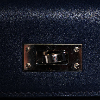 Hermes Swift Kelly Cut Clutch Pochette Bleu De Malte 10 of 17