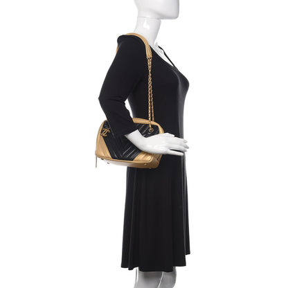 Chanel Lambskin Sheepskin Chevron Camera Case Black Gold 2 of 11