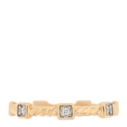David Yurman 18K Yellow Gold Diamond Cable Collectibles Stack Ring 49 4.75 3 of 5