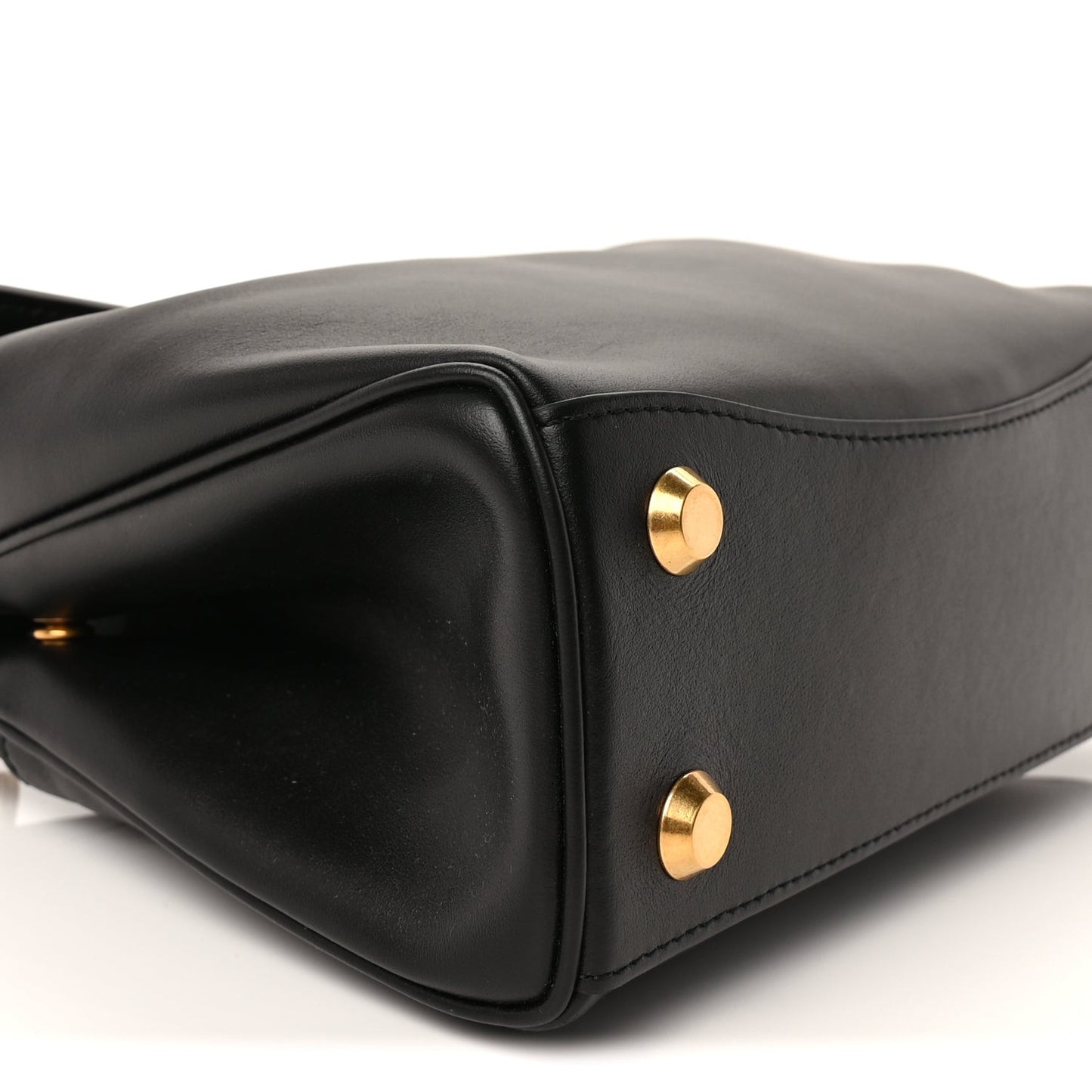 Natural Smooth Calfskin Small Rodeo Top Handle Handbag Black