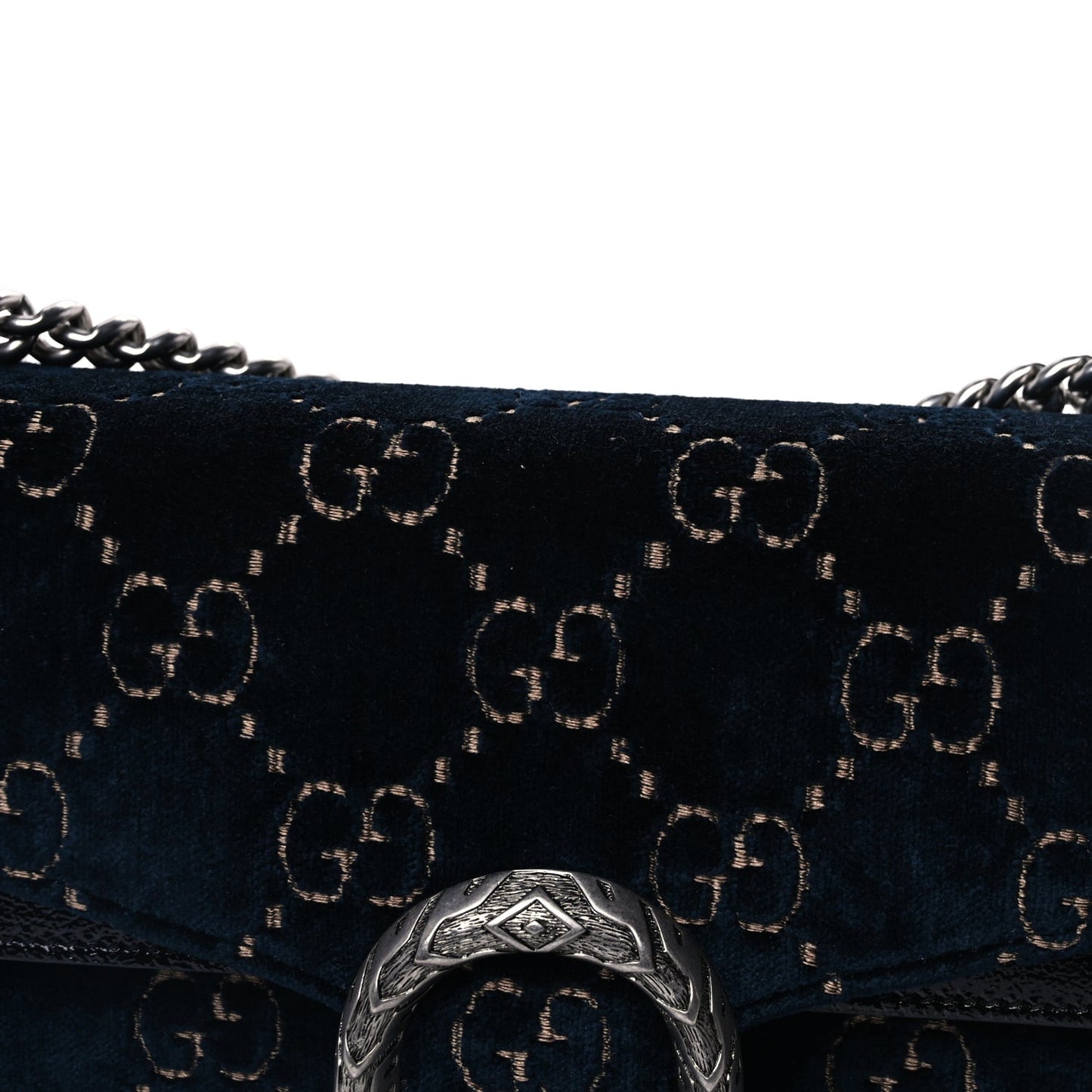 Velvet Skipper GG Monogram Small Dionysus Shoulder Bag  Blue Beige Black