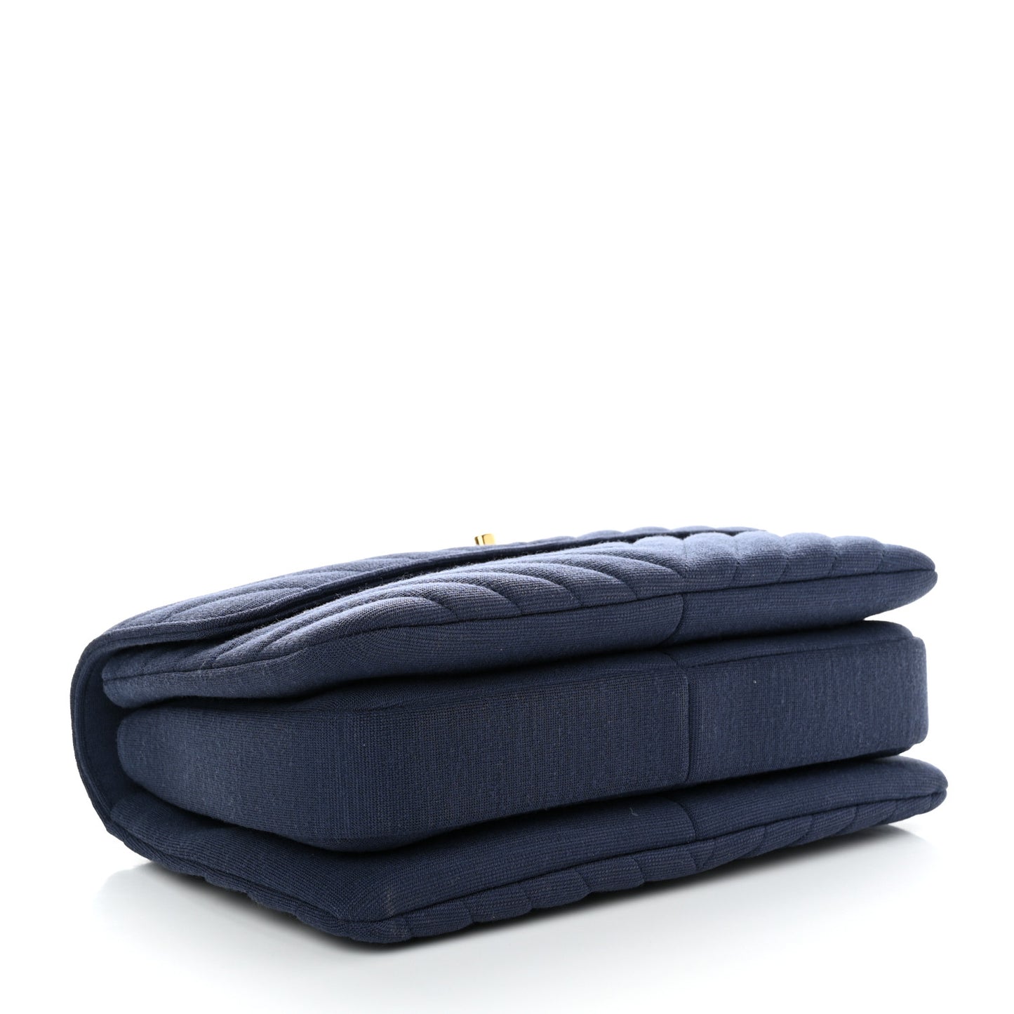 Jersey Chevron Quilted Medium Trendy CC Dual Handle Flap Bag Navy