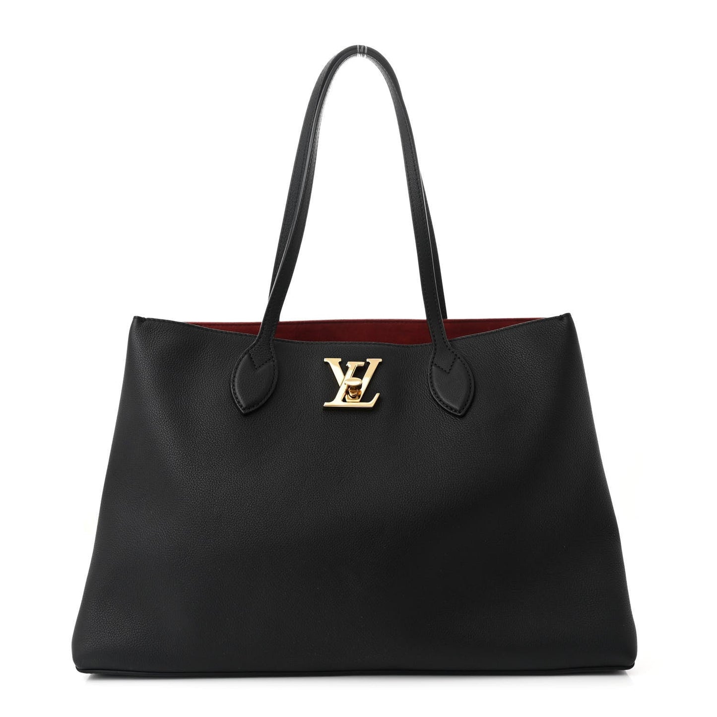 Grained Calfskin Lockme Shopper Black