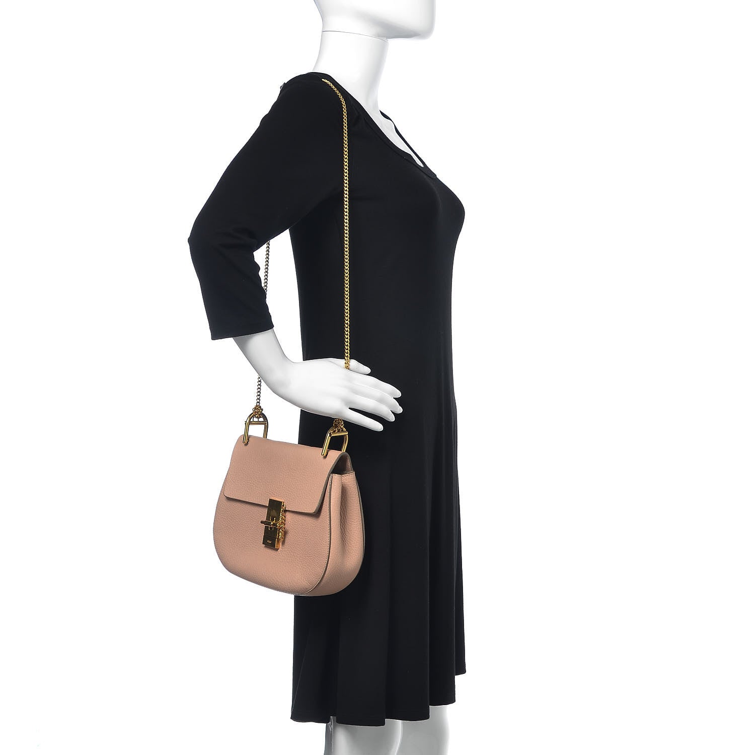 Chloe Grained Lambskin Medium Drew Shoulder Bag Cement Pink 2 of 11