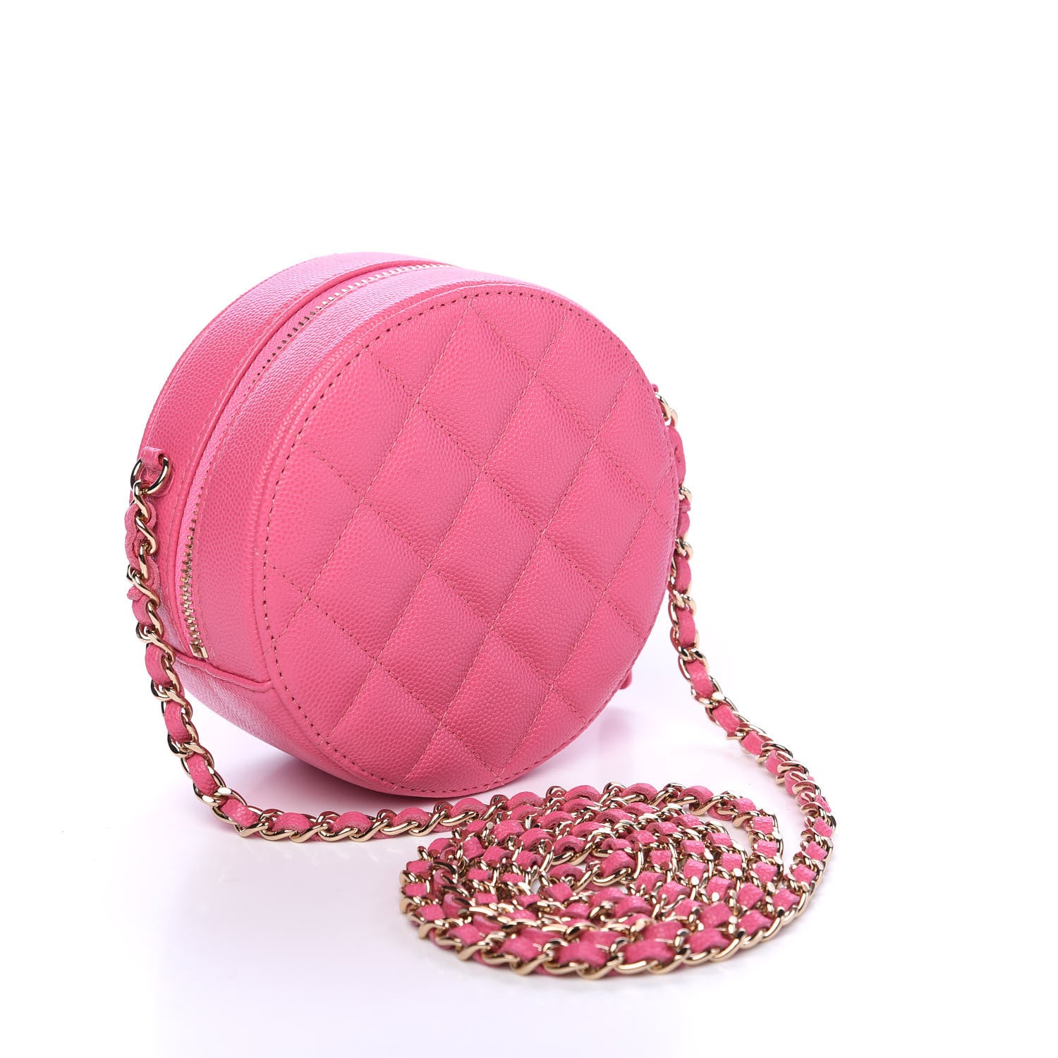 Chanel Caviar Quilted Round Clutch With Chain Pink 2 of 10