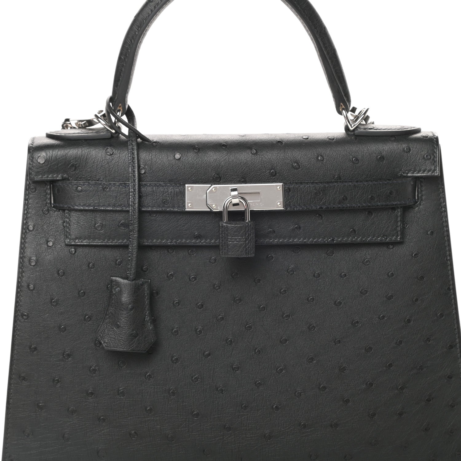 Hermes Ostrich Kelly Sellier 28 Black 8 of 11