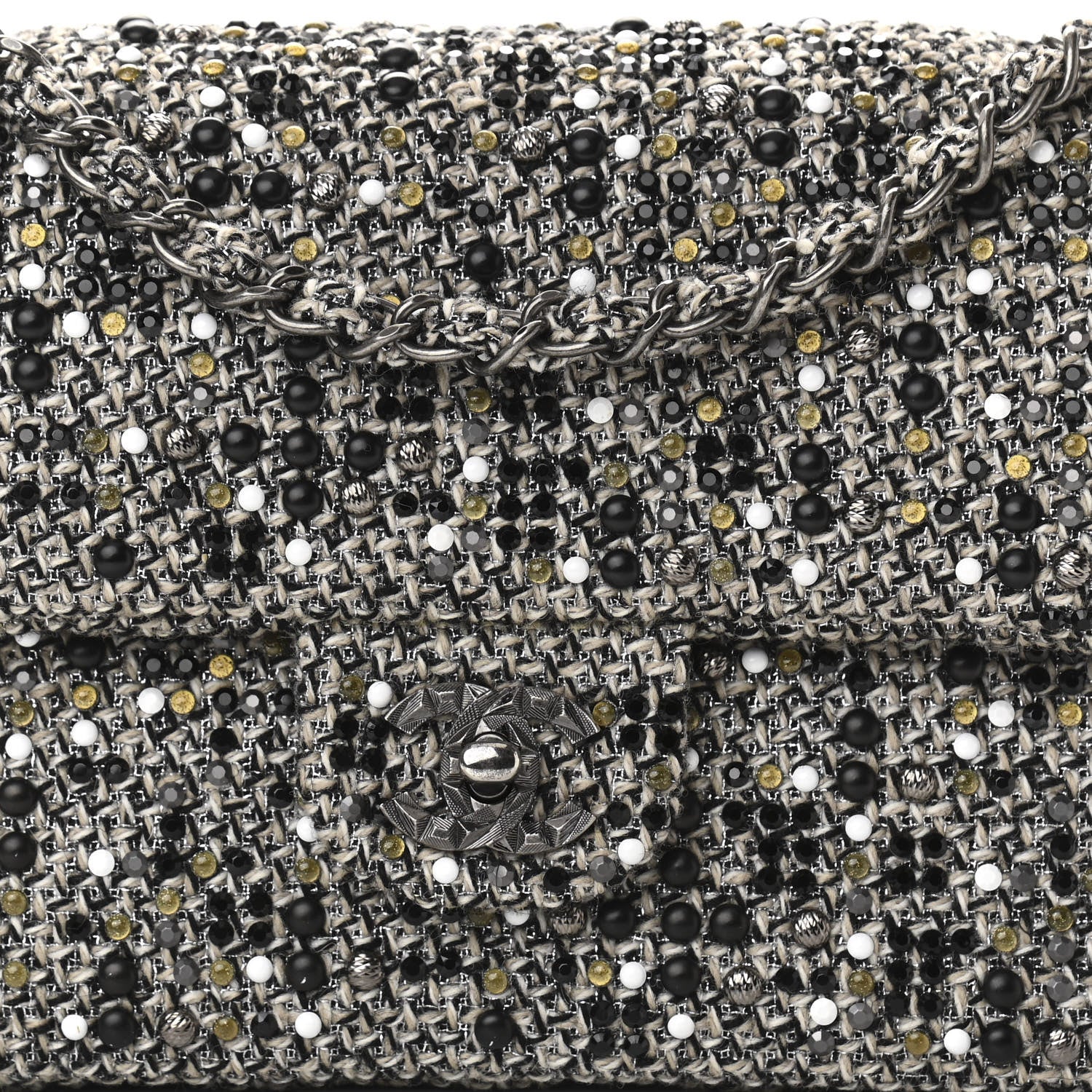 Chanel Crystal Tweed Quilted Medium Single Flap Black 8 of 11