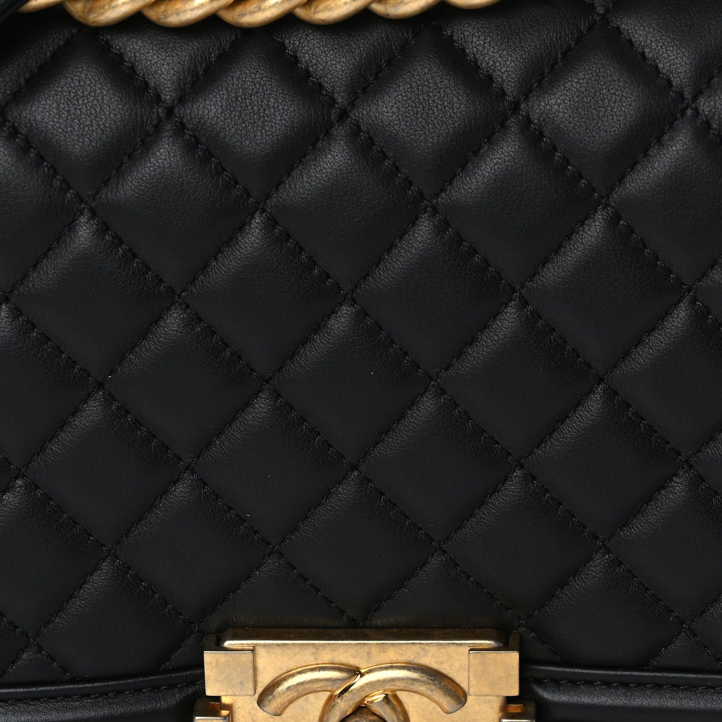 Calfskin Quilted Medium Boy Flap Black