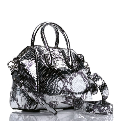 Givenchy Metallic Laminated Python Mini Antigona Silver 2 of 7
