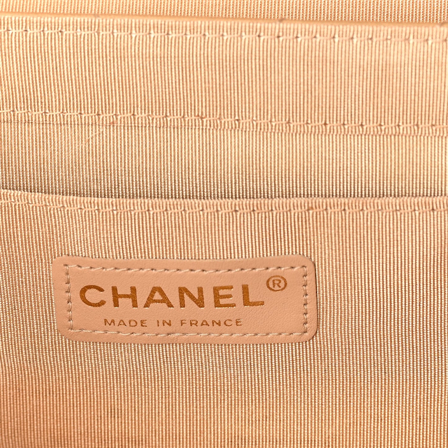 Lambskin Chevron Small East West Single Flap Bag Beige
