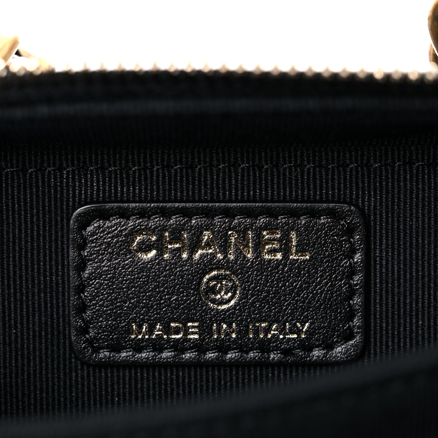Chanel Lambskin Quilted Mini Lacquered Chain Clutch Black 8 of 10