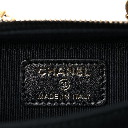 Chanel Lambskin Quilted Mini Lacquered Chain Clutch Black 8 of 10