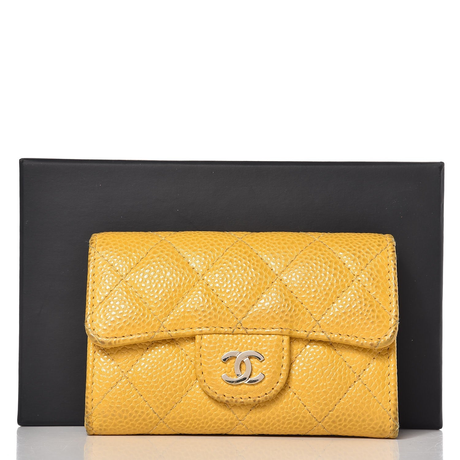 Chanel Caviar Quilted Flap Card Holder Yellow 16 of 16