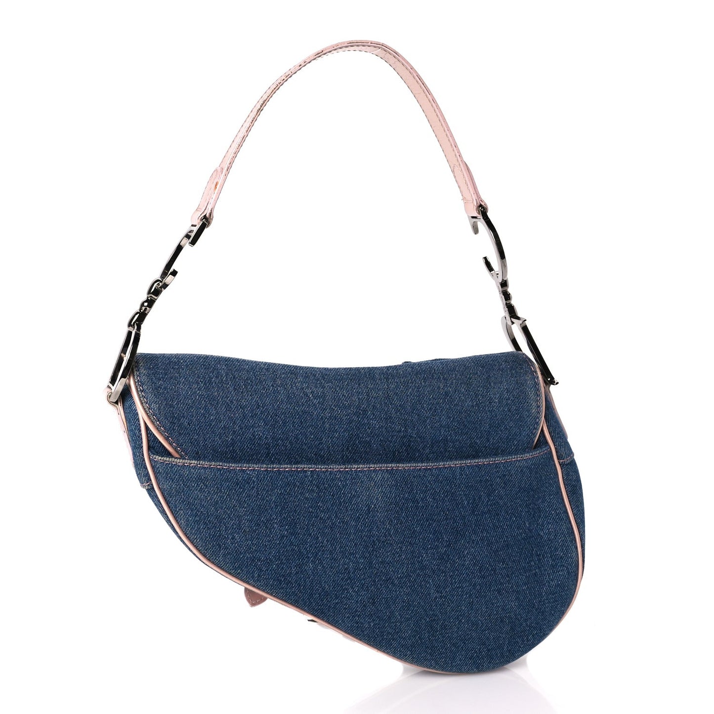 Patent Denim Jeans Saddle Bag Blue Pink