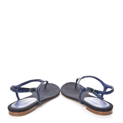 Chanel Glitter CC Thong Sandals 39.5 Dark Blue 6 of 16