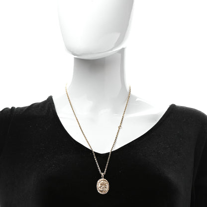 Chanel Crystal CC Medallion Necklace Gold 2 of 7