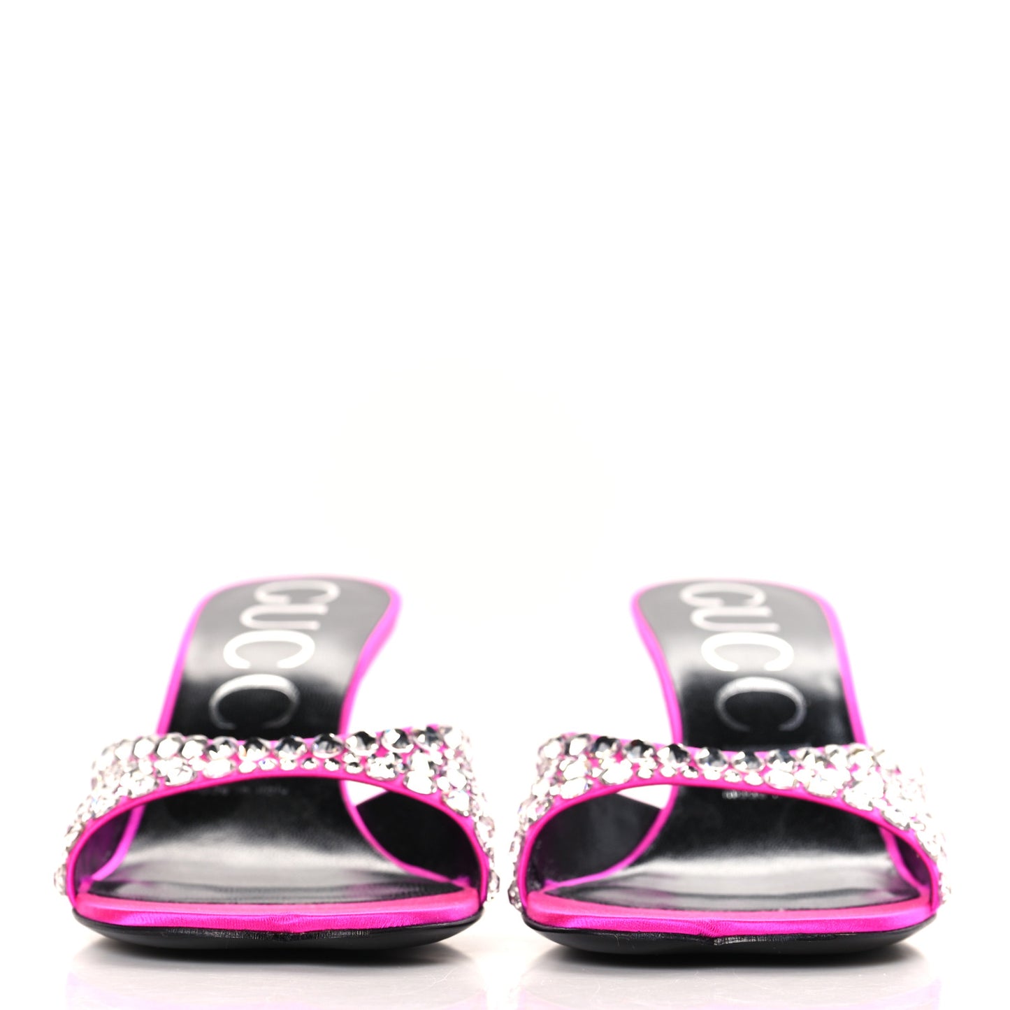 Satin Crystal 65mm Slide Sandals 37 Fuchsia