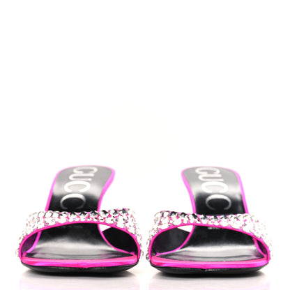 Gucci Satin Crystal 65mm Slide Sandals 37 Fuchsia 2 of 9