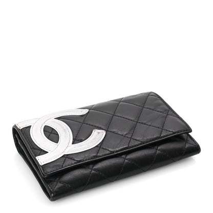 Chanel Calfskin Quilted Cambon Flap Wallet Black White 5 of 7