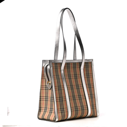 Burberry Metallic Calfskin Medium 1983 Knight Check Link Tote Silver 2 of 4