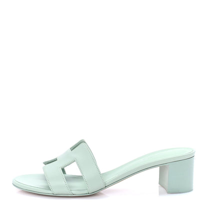 Hermes Calfskin Oasis Sandals 39.5 Vert D'eau 1 of 7