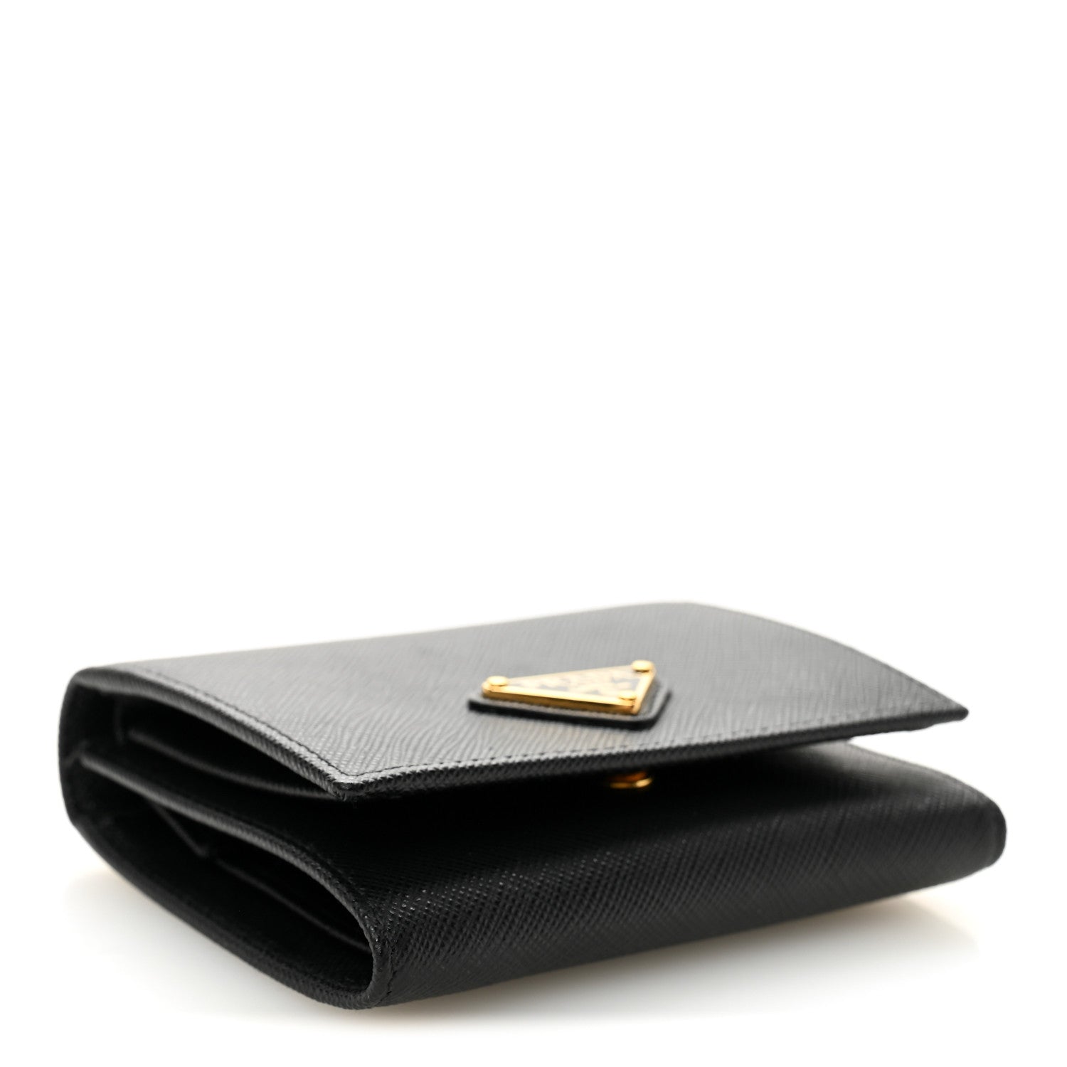 Prada Saffiano Cuir Metal Tri-Fold Wallet Black 4 of 7