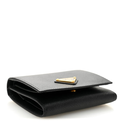 Prada Saffiano Cuir Metal Tri-Fold Wallet Black 4 of 7