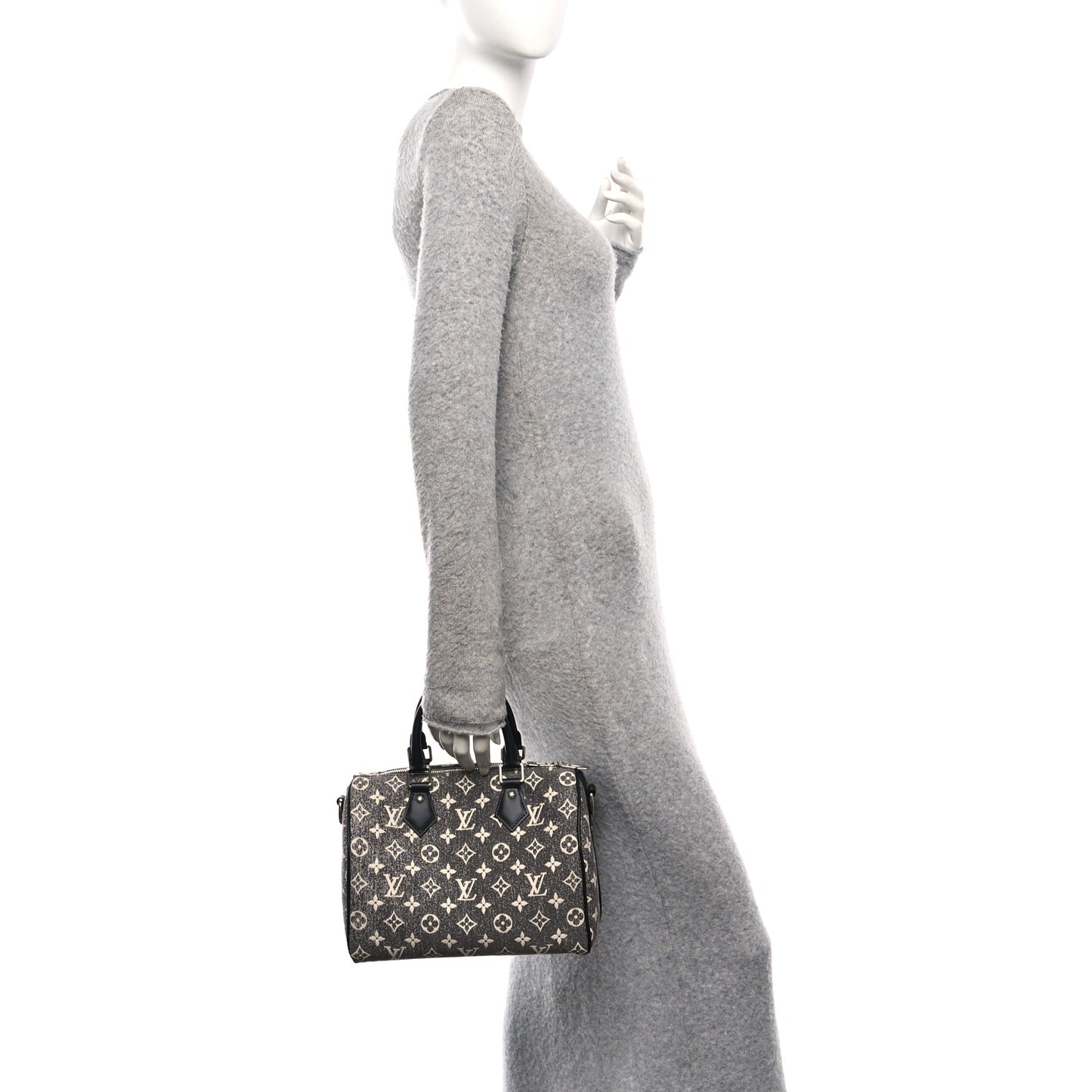 Denim Monogram Jacquard Speedy Bandouliere 25 Black