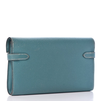 Hermes Epsom Kelly Longue Wallet Blue Jean 3 of 26