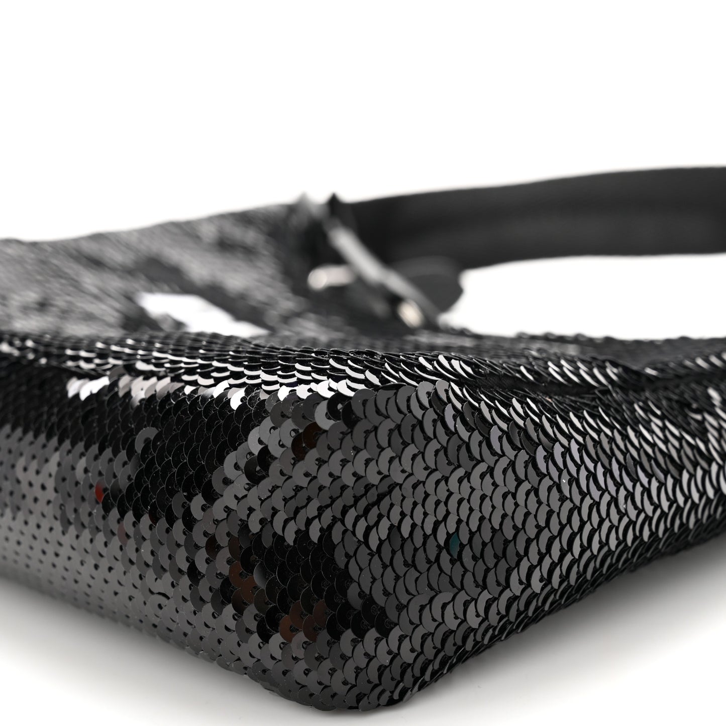 Paillettes Sequin Mini Re-Edition 2000 Bag Black White