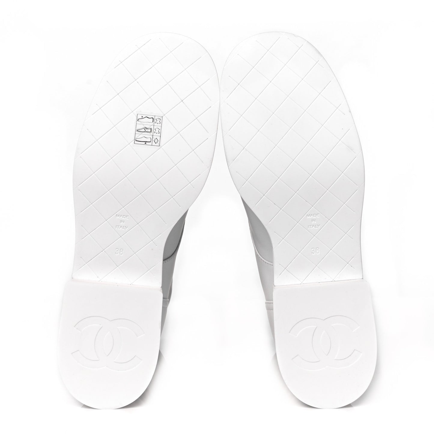 Lambskin Quilted Lace Up Combat Boots 38 White