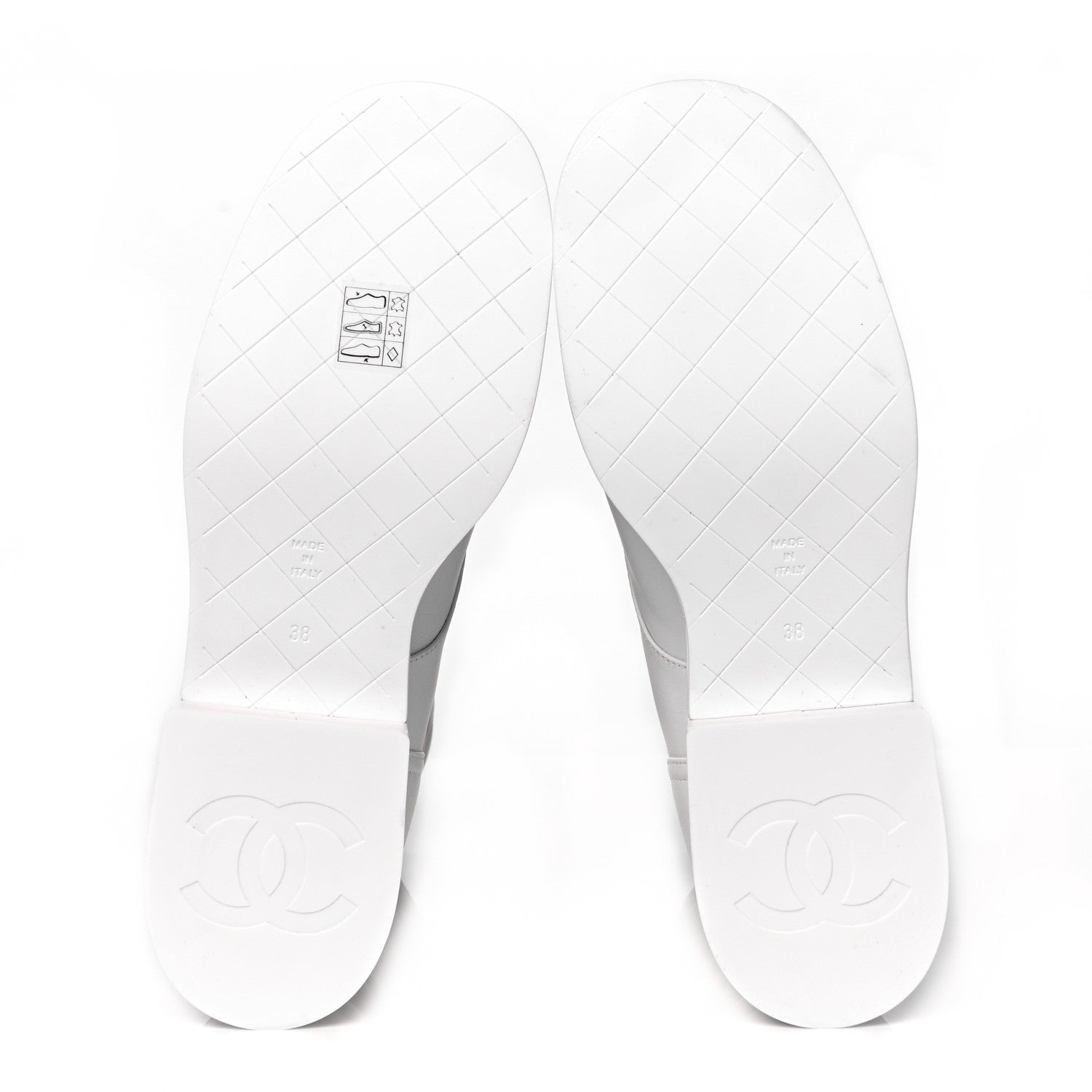 Chanel Lambskin Quilted Lace Up Combat Boots 38 White 5 of 7