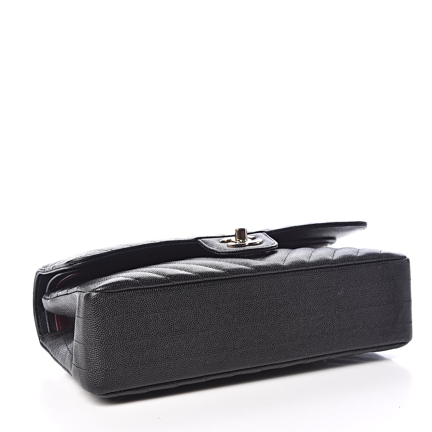 Chanel Caviar Chevron Quilted Medium Double Flap Black 4 of 9