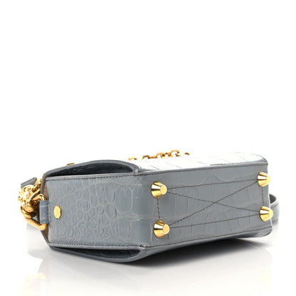 Alexander McQueen Calfskin Crocodile Embossed Box Shoulder Bag 16 Grey 4 of 20