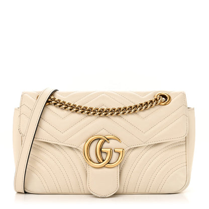 Gucci Calfskin Matelasse Small GG Marmont Shoulder Bag White 1 of 7