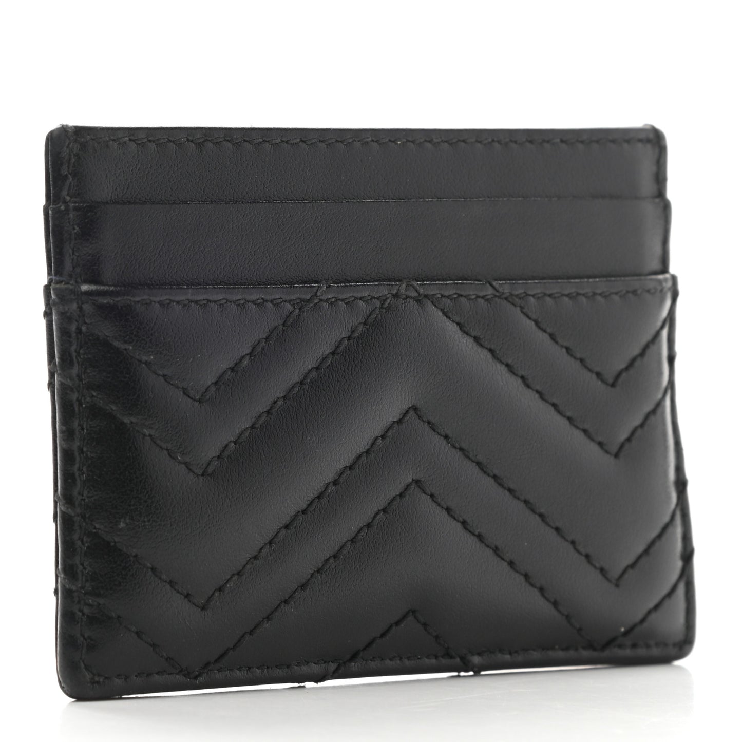 Calfskin Matelasse GG Marmont Card Holder Black