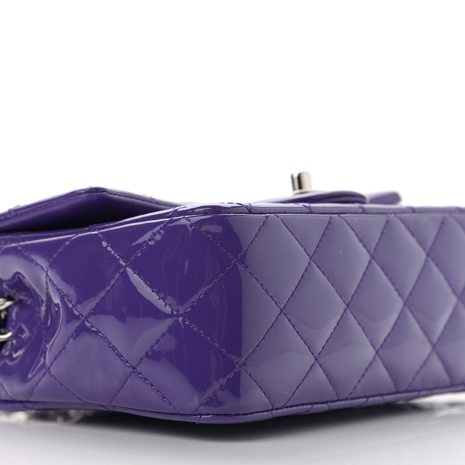 Chanel Patent Quilted Mini Rectangular Flap Purple 9 of 13